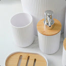 Conjunto para Banheiro Bambu Branco 6 Peças