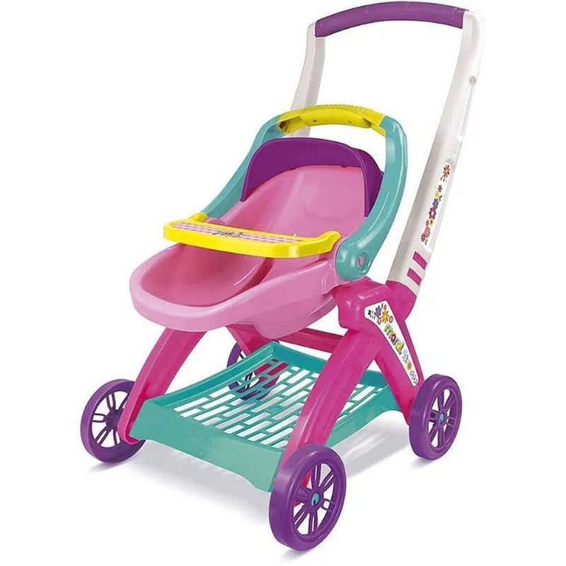 Carrinho de Boneca 3 em 1 Passeio Moisés Berço Rosa