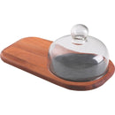 Tábua para Queijos Provence em Mogno Africano com Pedra Sabão e Tampa de Vidro