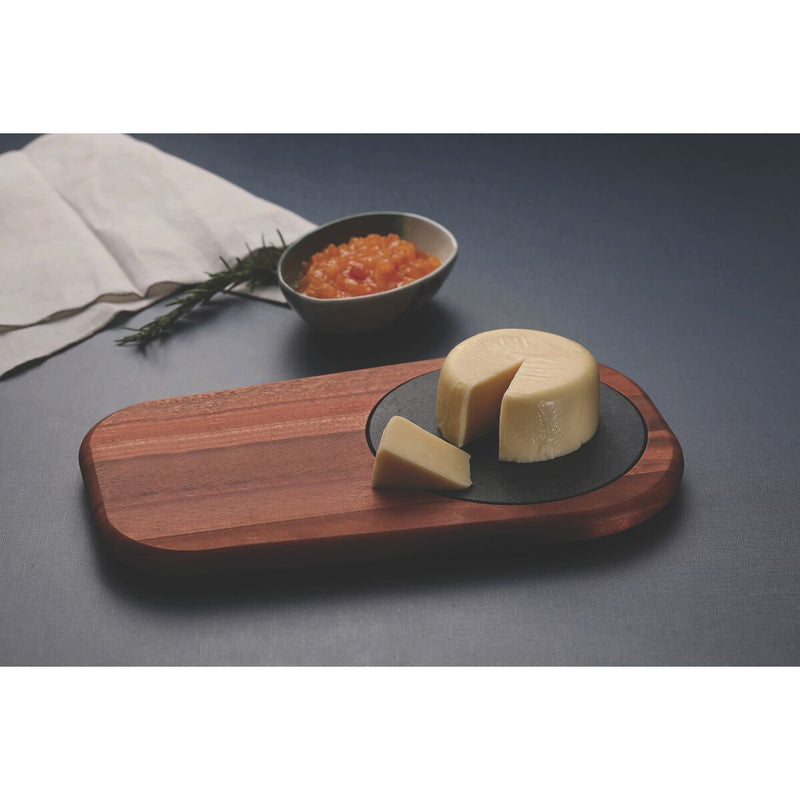 Tábua para Queijos Provence em Mogno Africano com Pedra Sabão e Tampa de Vidro