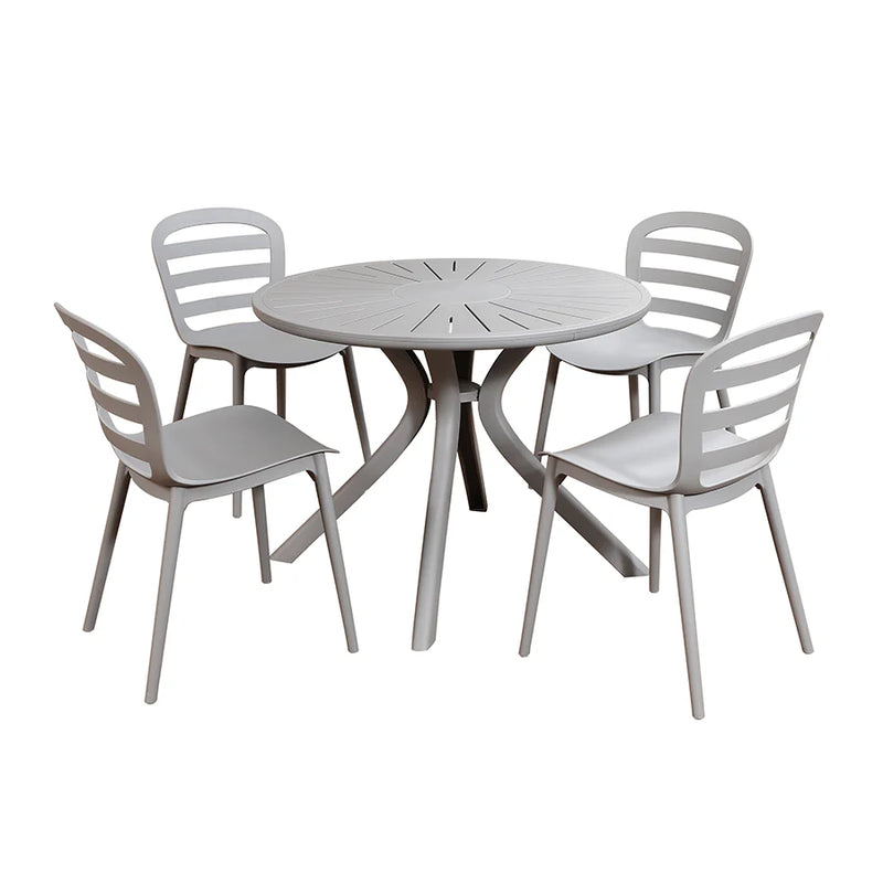 Jogo de Mesa e 4 Cadeiras Branca para Área Externa