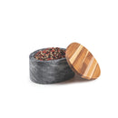 Pote Concreta em Pedra Sabão com Tampa Madeira Teca