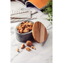 Pote Concreta em Pedra Sabão com Tampa Madeira Teca