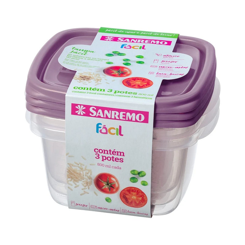 Conjunto 3 Potes Fácil 800mL
