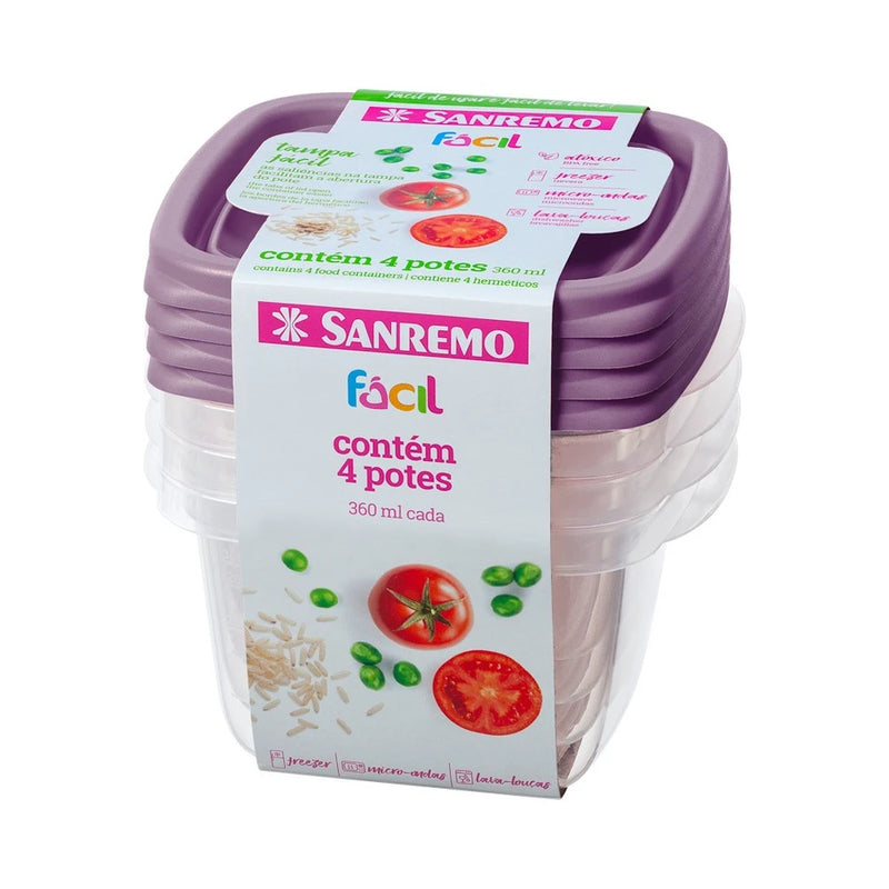 Conjunto 4 Potes Fácil 360mL