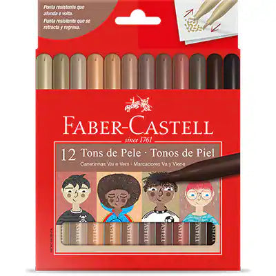 Canetinha Hidrográfica Faber-Castell Vai e Vem 12 Cores