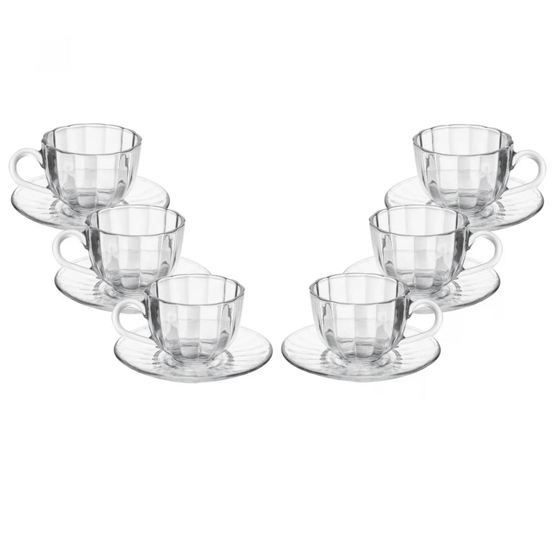 Conjunto 6 Xícaras de Café de Vidro com Pires Pétala 100mL