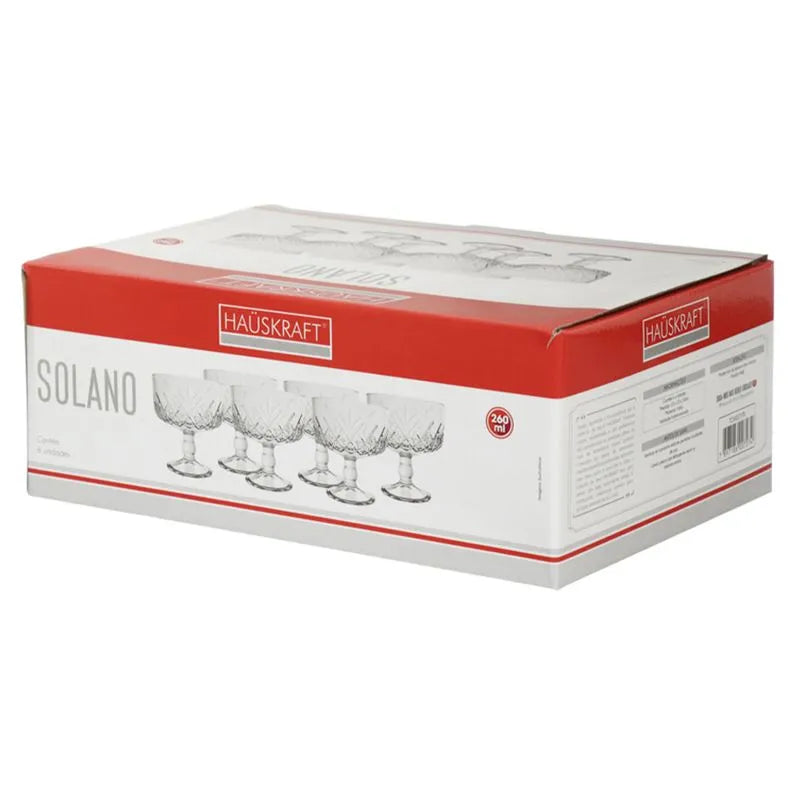 Conjunto 6 Taças para Sobremesa com Pé Solano Vidro 260ml