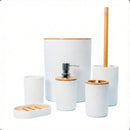 Conjunto para Banheiro Bambu Branco 6 Peças