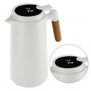 Garrafa Térmica Cabo Madeira e Termômetro Branca 1L