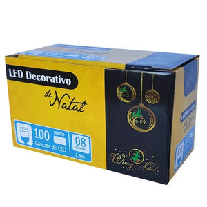 Cascata Natalina Led Branco 100 Lâmpadas 2,3m