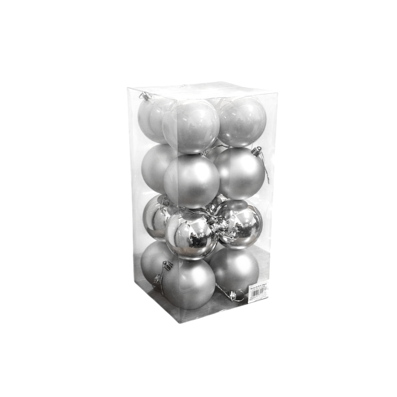 Bolas Natalinas Prata 8cm 16 Peças