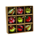 Bolas Natalinas Pintadas à Mão Colorida de 6cm 9 Peças