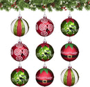 Bolas Natalinas Pintadas à Mão Colorida de 6cm 9 Peças