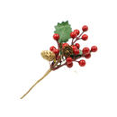 Ramo Artificial Frutas Vermelhas e Pinha 22cm