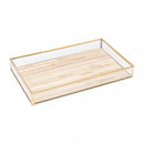 Bandeja de Metal Dourada com Palha 20x30x3cm