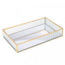 Bandeja de Metal com Espelho Dourada 20cm x 30cm x 4cm