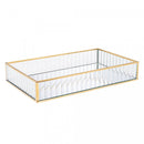 Bandeja de Metal com Espelho Dourada 20cm x 30cm x 4cm