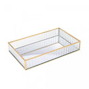 Bandeja de Metal com Espelho Dourada 15cm x 25cm x 4cm