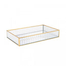 Bandeja de Metal com Espelho Dourada 15cm x 25cm x 4cm