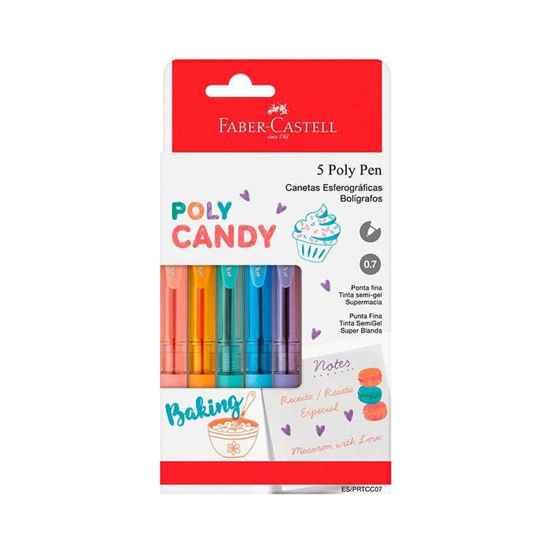 Caneta Esferográfica Poly Candy Colors 5 unidades