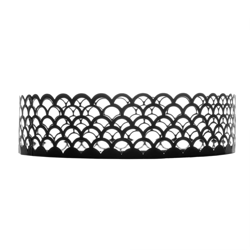 Bandeja de Metal com Espelho Arles Preto Fosco 18,5cm