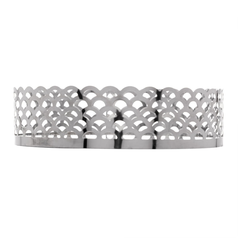 Bandeja de Metal com Espelho Arles Prateada 18,5cm