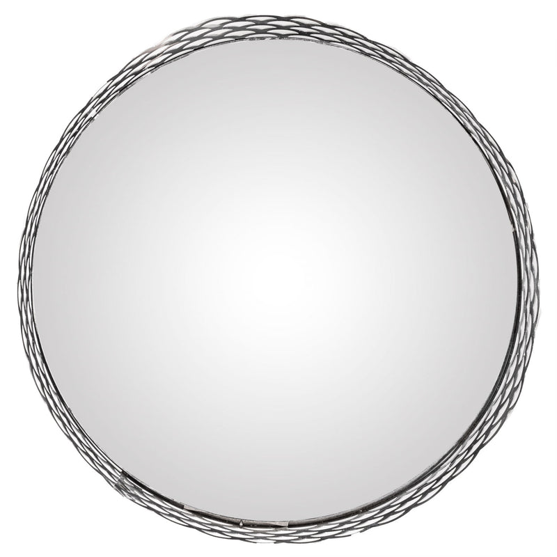 Bandeja de Metal com Espelho Arles Prateada 18,5cm