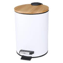 Lixeira com Pedal e Tampa de Bambu Branca 12L
