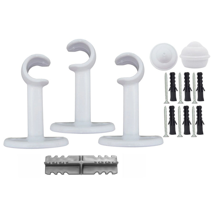 Kit Varão Para Cortina Pratiko Pro Branco 1,5m x 19mm