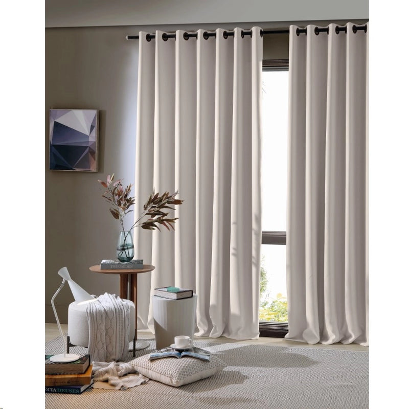 Cortina Corta Luz Ilhós Bege 360x250cm