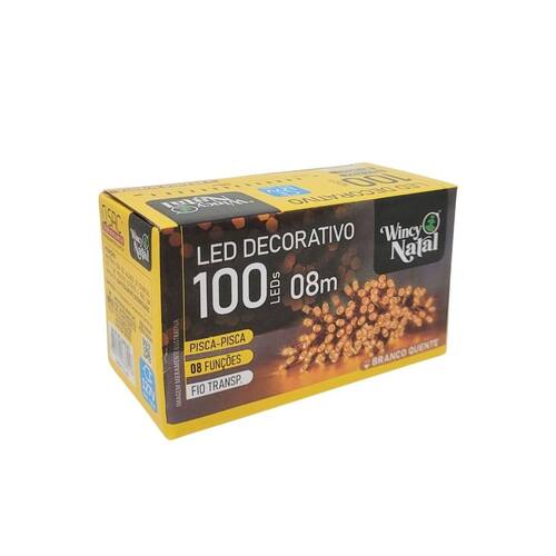 Pisca Pisca LED Natal Branco Quente Fio Transparente 100L 8m