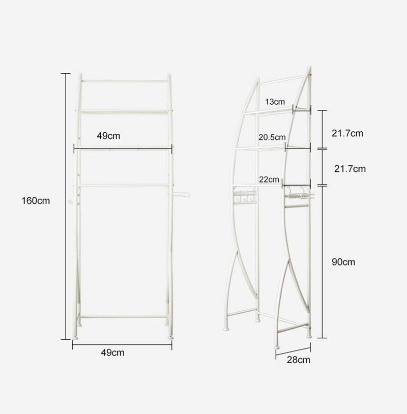 Rack de Ferro para Banheiro Branco 47x25x170cm