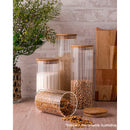 Porta Mantimento de Vidro Borossilicato com Tampa de Bambu 510ml