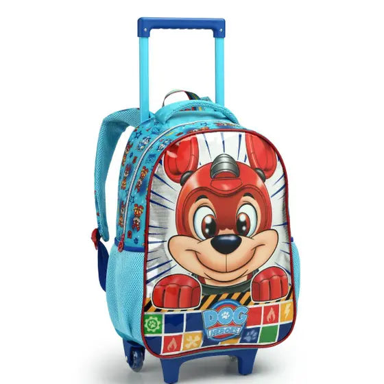 Mochila com Rodinhas Infantil Dog Heroes Azul