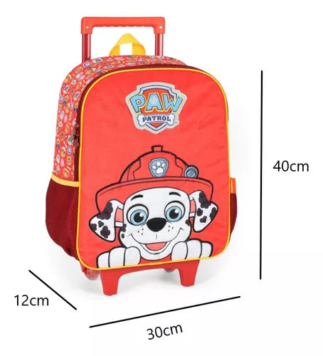 Mochila com Rodinhas Patrulha Canina Vermelho