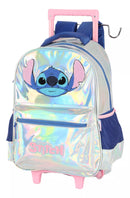 Mochila com Rodinhas Stitch Holográfica Prata