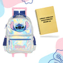 Mochila com Rodinhas Stitch Holográfica Prata