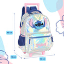 Mochila com Rodinhas Stitch Holográfica Prata