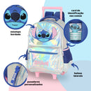 Mochila com Rodinhas Stitch Holográfica Prata