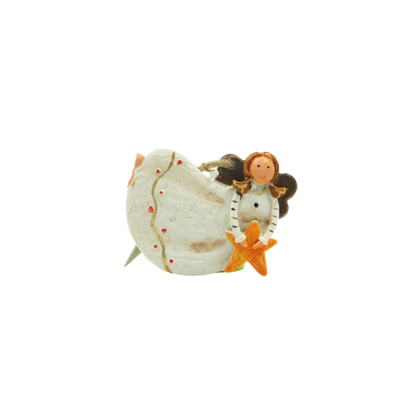 Enfeite Natalino Anjos em Resina 11x7cm