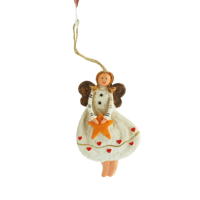 Enfeite Natalino Anjos em Resina 6,5x4cm