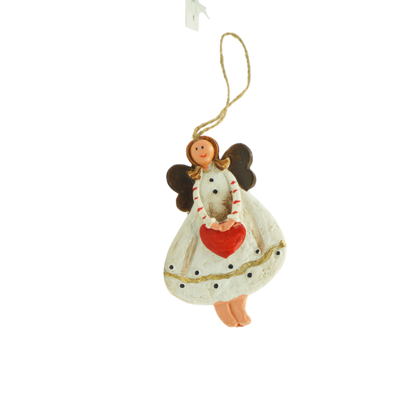 Enfeite Natalino Anjos em Resina 6,5x4cm