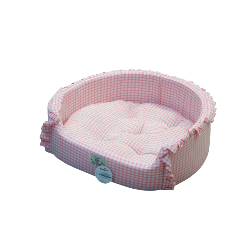 Cama para Pet Quadriculada com Babado 56cm