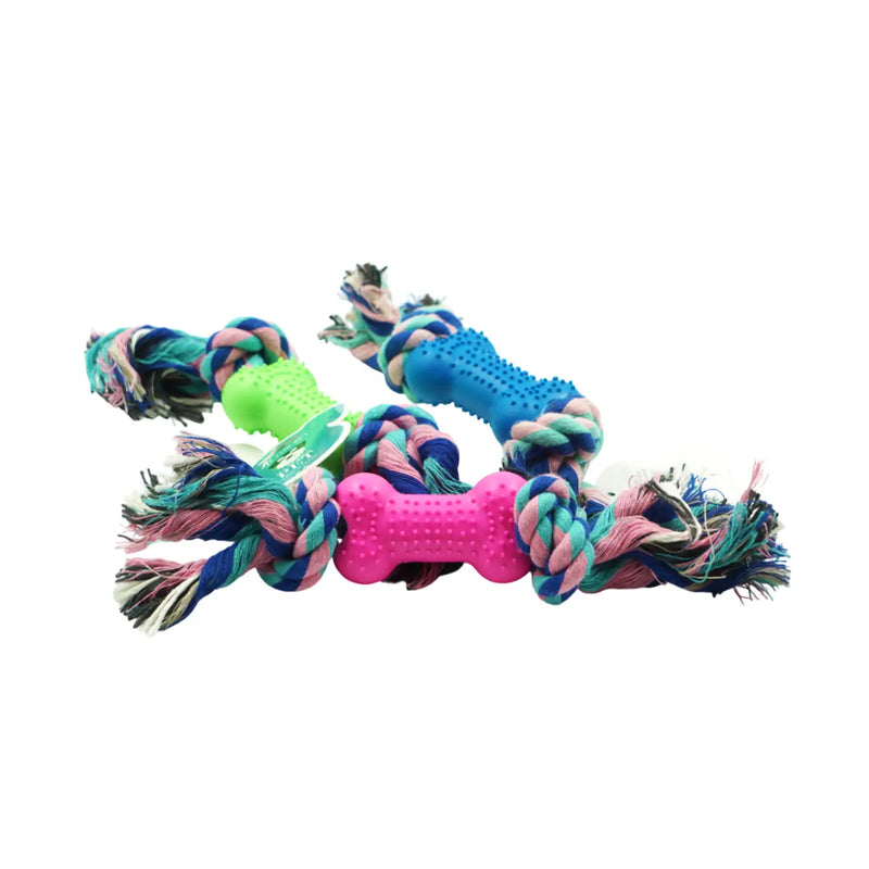 Brinquedo para Pet Osso Borracha com Corda
