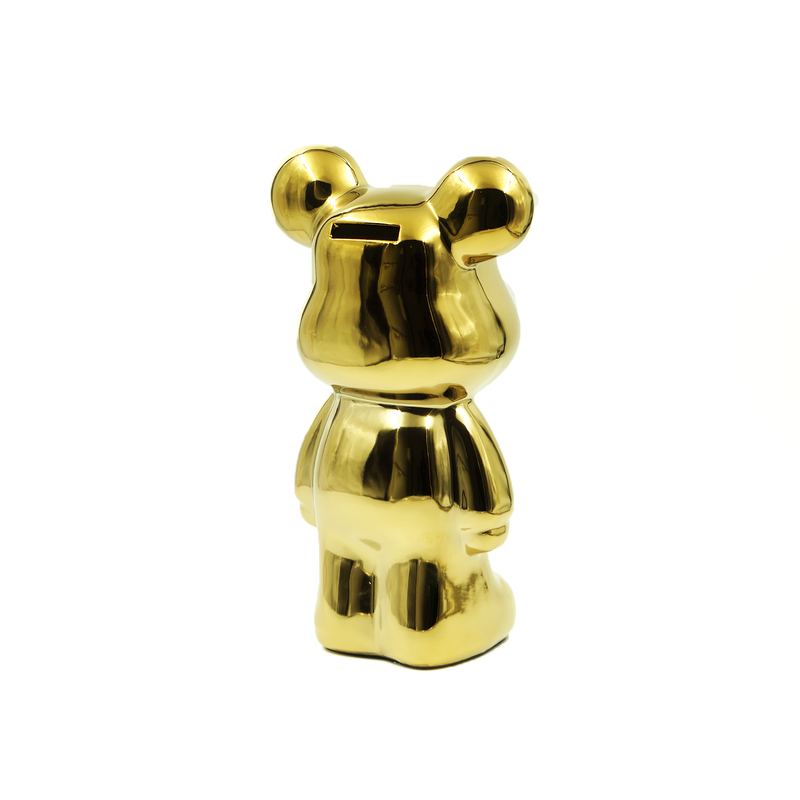 Urso em Cerâmica Dourado 27cm