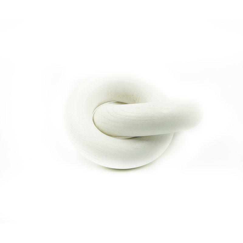 Decoração 2 Elos de Madeira Branco 14X19cm