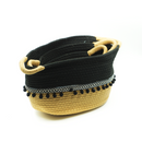 Cestas de Corda de Algodão Bege Preto 3 peças