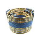 Cestas de Corda de Palha Azul 3 peças