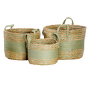 Cestas de Corda de Palha Verde 3 peças
